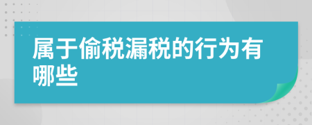 屬于偷稅漏稅的行為有哪些