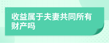 收益屬于夫妻共同所有財(cái)產(chǎn)嗎