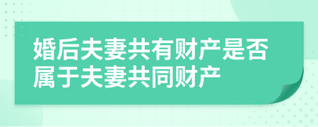 婚后夫妻共有財(cái)產(chǎn)是否屬于夫妻共同財(cái)產(chǎn)