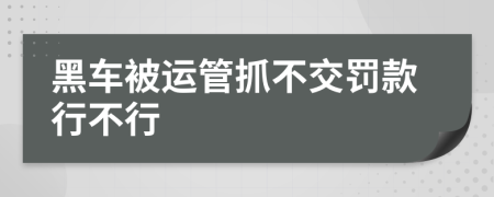 黑車被運(yùn)管抓不交罰款行不行