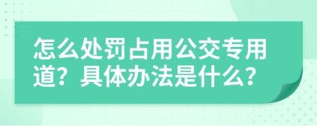 怎么處罰占用公交專用道？具體辦法是什么？