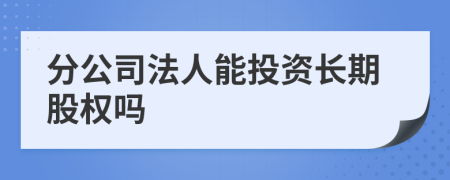 分公司法人能投資長(zhǎng)期股權(quán)嗎