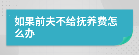 如果前夫不給撫養(yǎng)費怎么辦