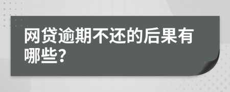 網(wǎng)貸逾期不還的后果有哪些？