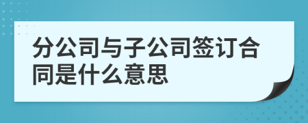 分公司與子公司簽訂合同是什么意思