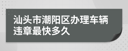 汕頭市潮陽區(qū)辦理車輛違章最快多久