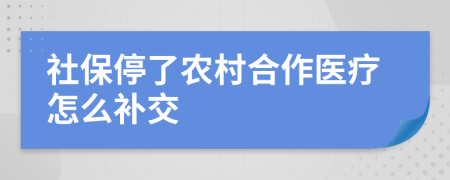 社保停了農村合作醫(yī)療怎么補交