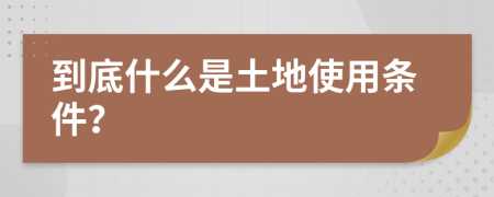 到底什么是土地使用條件？