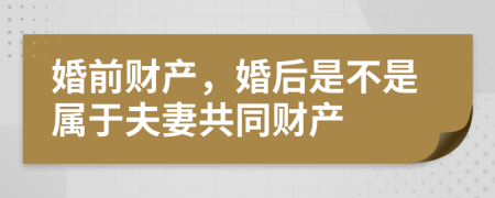 婚前財(cái)產(chǎn)，婚后是不是屬于夫妻共同財(cái)產(chǎn)