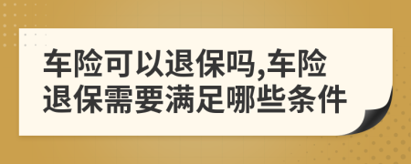 車險可以退保嗎,車險退保需要滿足哪些條件