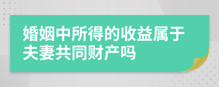 婚姻中所得的收益屬于夫妻共同財(cái)產(chǎn)嗎