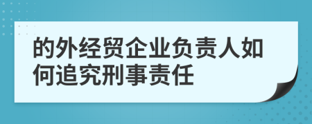的外經(jīng)貿(mào)企業(yè)負(fù)責(zé)人如何追究刑事責(zé)任