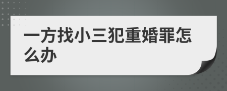 一方找小三犯重婚罪怎么辦