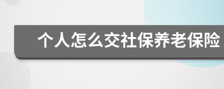 個(gè)人怎么交社保養(yǎng)老保險(xiǎn)