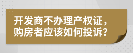開(kāi)發(fā)商不辦理產(chǎn)權(quán)證，購(gòu)房者應(yīng)該如何投訴？