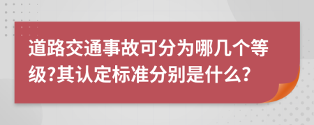 道路交通事故可分為哪幾個(gè)等級(jí)?其認(rèn)定標(biāo)準(zhǔn)分別是什么？