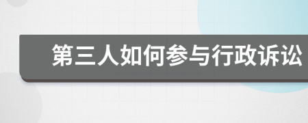 第三人如何參與行政訴訟