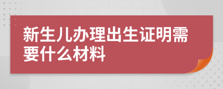 新生兒辦理出生證明需要什么材料