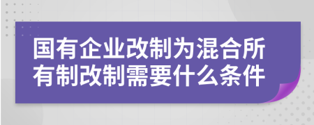 國有企業(yè)改制為混合所有制改制需要什么條件