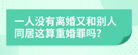 一人沒有離婚又和別人同居這算重婚罪嗎？