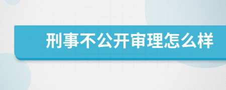 刑事不公開審理怎么樣
