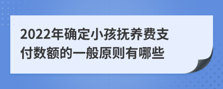 2022年確定小孩撫養(yǎng)費支付數(shù)額的一般原則有哪些