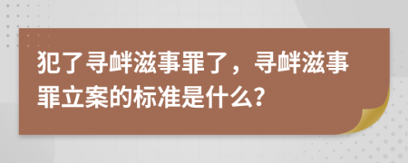 犯了尋釁滋事罪了，尋釁滋事罪立案的標(biāo)準(zhǔn)是什么？