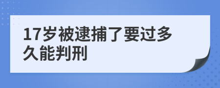 17歲被逮捕了要過多久能判刑
