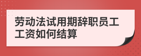 勞動(dòng)法試用期辭職員工工資如何結(jié)算