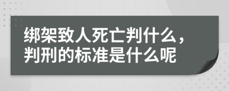 綁架致人死亡判什么，判刑的標(biāo)準(zhǔn)是什么呢