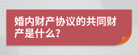 婚內(nèi)財(cái)產(chǎn)協(xié)議的共同財(cái)產(chǎn)是什么？