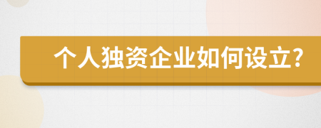 個人獨資企業(yè)如何設立?