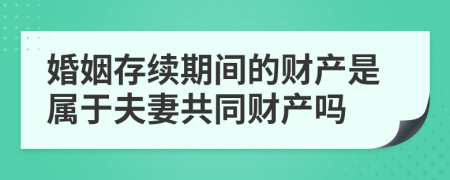 婚姻存續(xù)期間的財(cái)產(chǎn)是屬于夫妻共同財(cái)產(chǎn)嗎