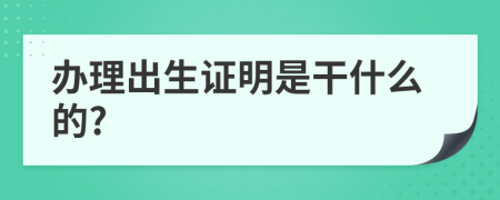 辦理出生證明是干什么的?