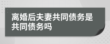 離婚后夫妻共同債務(wù)是共同債務(wù)嗎