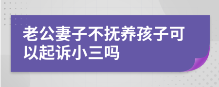 老公妻子不撫養(yǎng)孩子可以起訴小三嗎