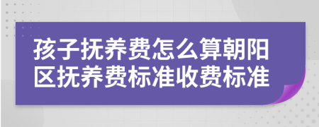 孩子撫養(yǎng)費怎么算朝陽區(qū)撫養(yǎng)費標準收費標準