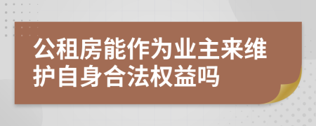 公租房能作為業(yè)主來維護自身合法權(quán)益嗎