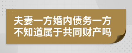 夫妻一方婚內債務一方不知道屬于共同財產嗎