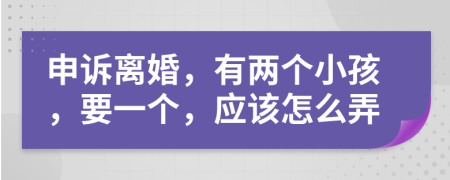 申訴離婚，有兩個小孩，要一個，應(yīng)該怎么弄
