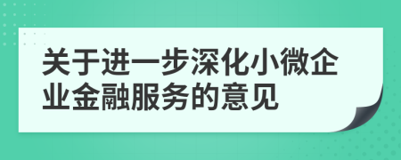 關(guān)于進(jìn)一步深化小微企業(yè)金融服務(wù)的意見