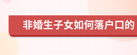 非婚生子女如何落戶口的