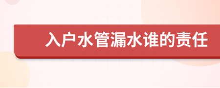 入戶水管漏水誰的責(zé)任
