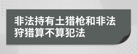 非法持有土獵槍和非法狩獵算不算犯法