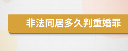 非法同居多久判重婚罪
