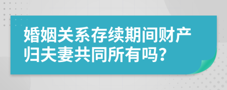 婚姻關(guān)系存續(xù)期間財產(chǎn)歸夫妻共同所有嗎？