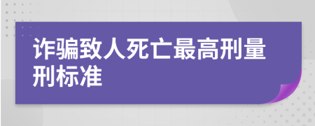 詐騙致人死亡最高刑量刑標準