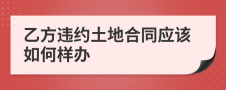 乙方違約土地合同應(yīng)該如何樣辦