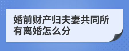 婚前財產歸夫妻共同所有離婚怎么分