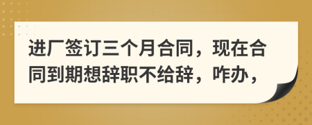 進(jìn)廠簽訂三個(gè)月合同，現(xiàn)在合同到期想辭職不給辭，咋辦，